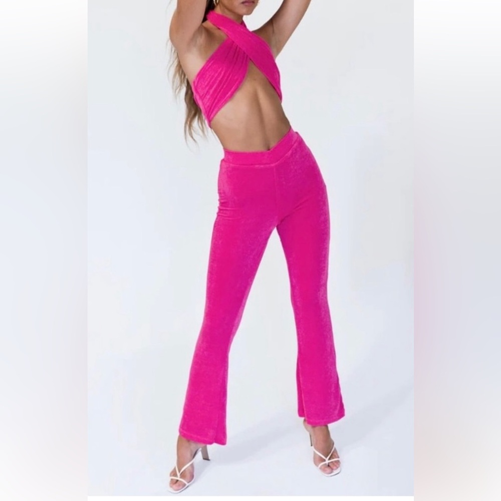 Princess Polly Vibrant Pink Halter Top and Flare Pants